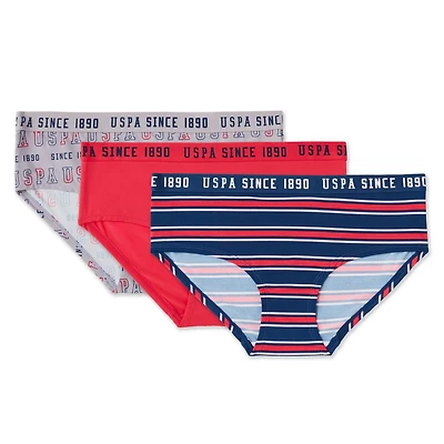 U.S. Polo Assn. Women's 3-Pack Printed Microfiber Hipsters