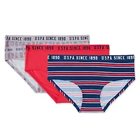 U.S. Polo Assn. Women's 3-Pack Printed Microfiber Hipsters