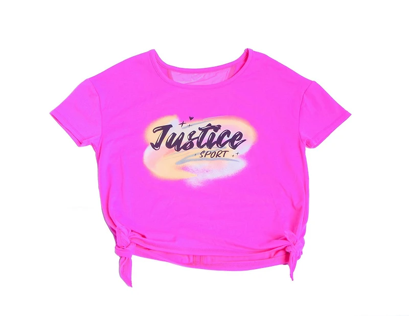 Justice Girls Swirl Sport Haut tendance à manches courtes