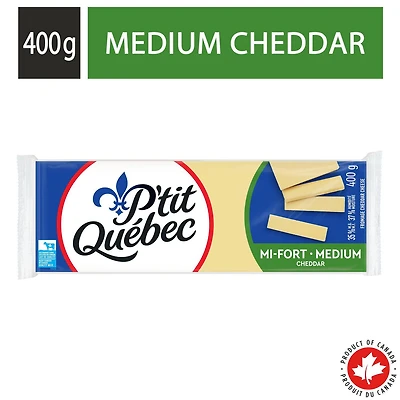 P'tit Quebec Cheddar White Medium Cheese Bar, 400g