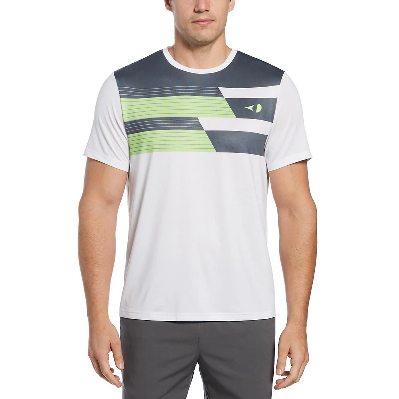Grand Slam Men's Asymmetric Chest Stripe Tennis Shirt