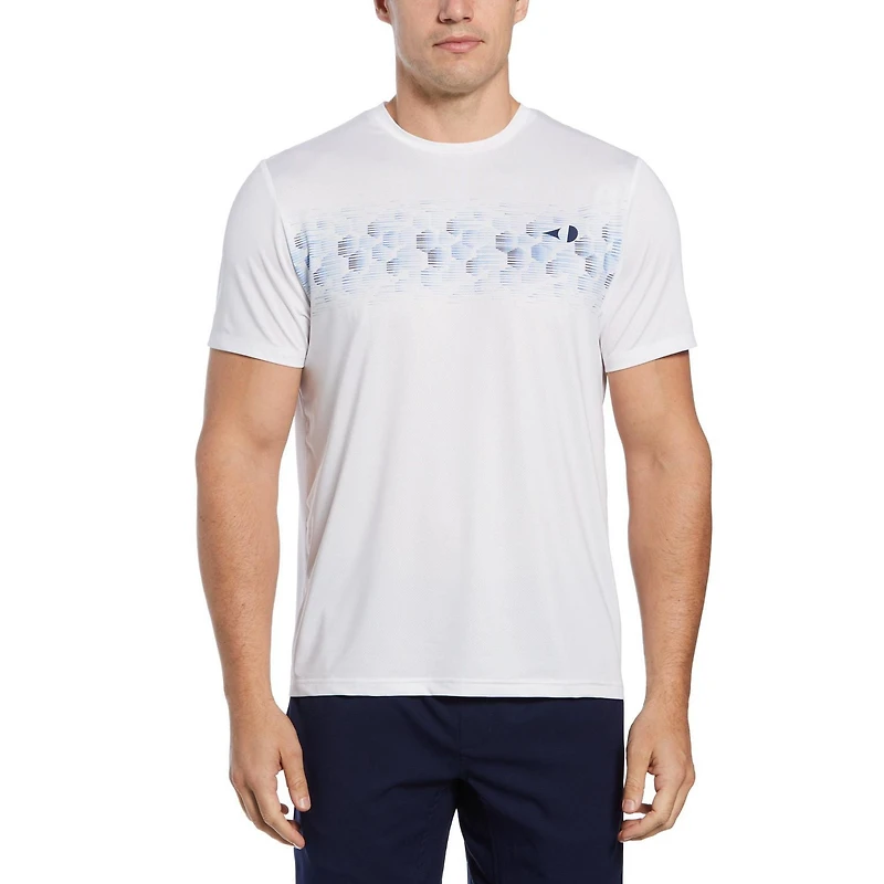 Grand Slam Chemise de tennis à col rond à rayures hexagonales pour hommes