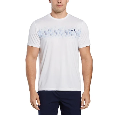 Grand Slam Chemise de tennis à col rond à rayures hexagonales pour hommes