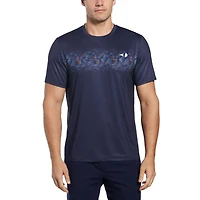 Grand Slam Men's Hexagonal Stripe Crew Neck Tennis Shirt