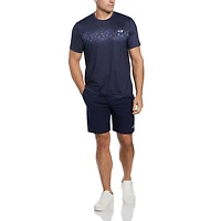 Grand Slam Men's Hexagonal Stripe Crew Neck Tennis Shirt