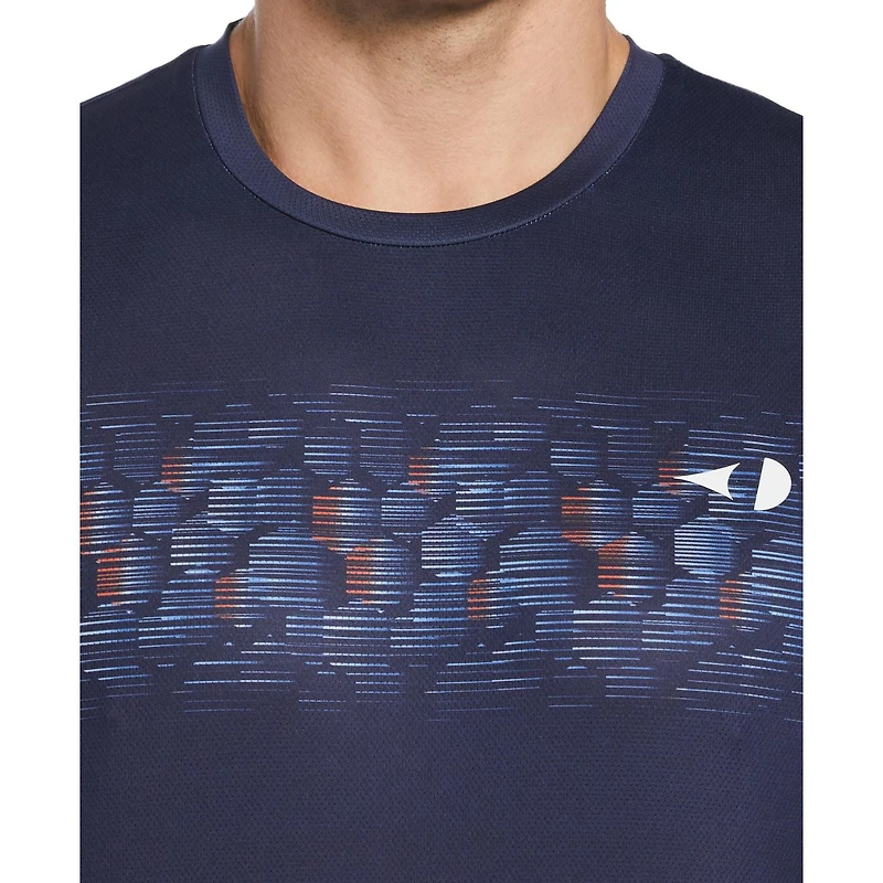 Grand Slam Chemise de tennis à col rond à rayures hexagonales pour hommes