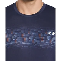 Grand Slam Chemise de tennis à col rond à rayures hexagonales pour hommes