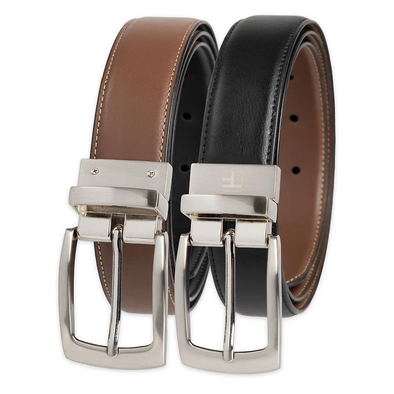 Tailored Flex by Haggar Men's 32 mm Reversible Stretch Belt with Stitch, Sizes S-XL
