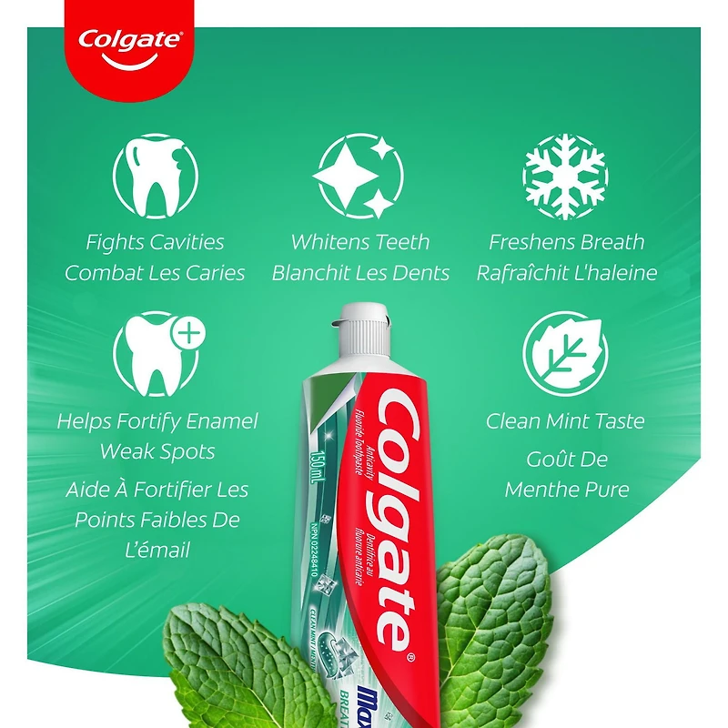 Dentifrice Colgate MaxFrais avec mini-pellicules fraîches, Menthe pure 150 ml