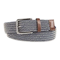 Tailored Flex by Haggar Men's 35mm Stretch Fabric Braid w/ Faux Leather Trim Belt