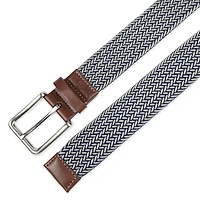 Tailored Flex by Haggar Men's 35mm Stretch Fabric Braid w/ Faux Leather Trim Belt