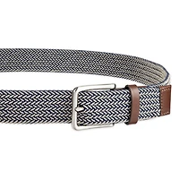Tailored Flex by Haggar Men's 35mm Stretch Fabric Braid w/ Faux Leather Trim Belt