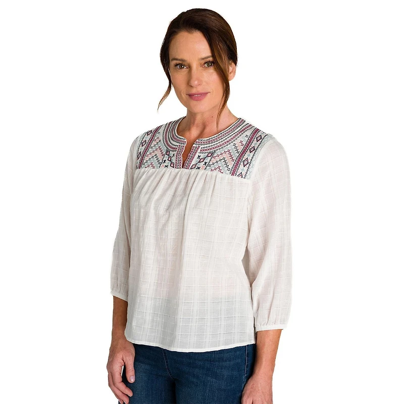 IVY Women's Embroidered V-neck Top
