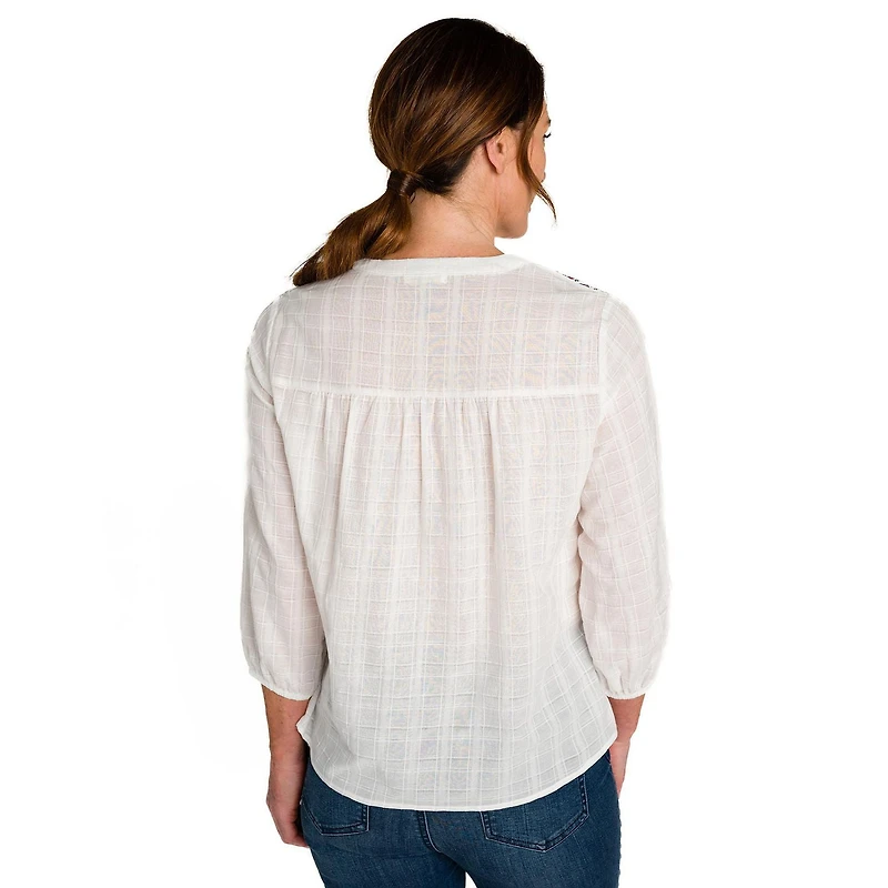 IVY Women's Embroidered V-neck Top