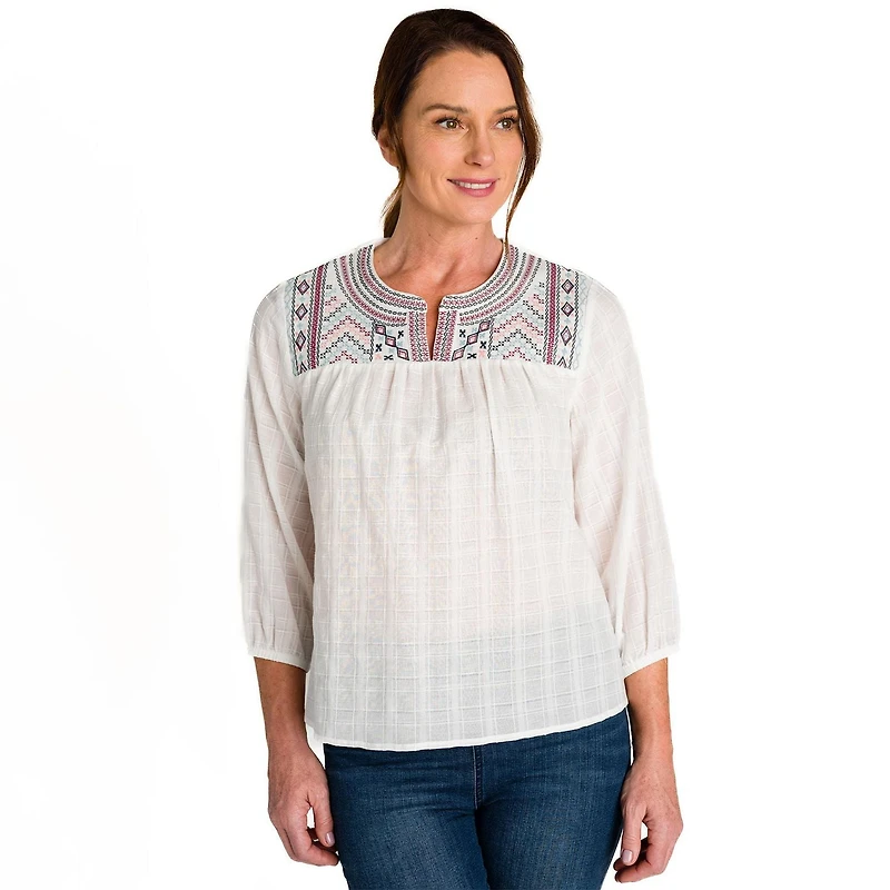 IVY Women's Embroidered V-neck Top
