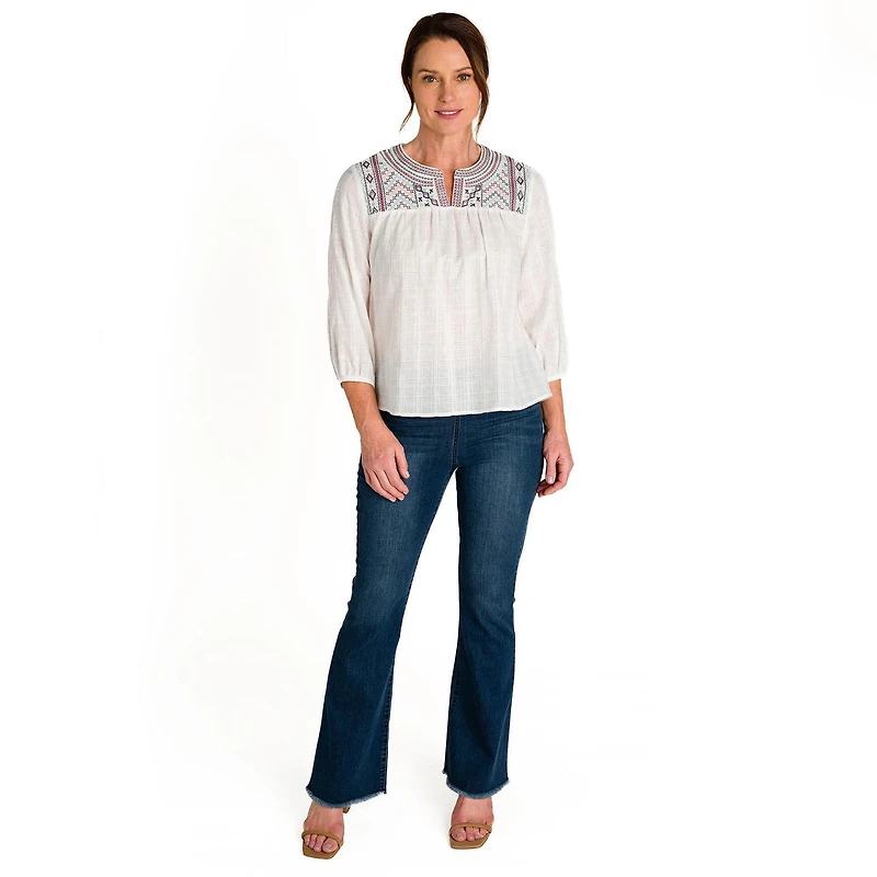 IVY Women's Embroidered V-neck Top