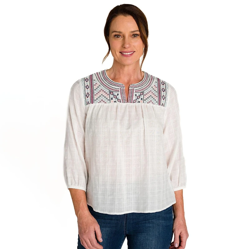 IVY Women's Embroidered V-neck Top