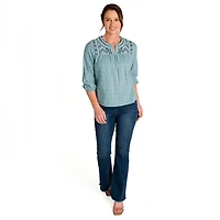 IVY Women's Embroidered V-neck Top