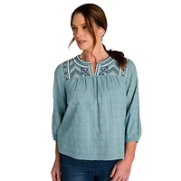 IVY Women's Embroidered V-neck Top