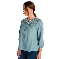 IVY Women's Embroidered V-neck Top