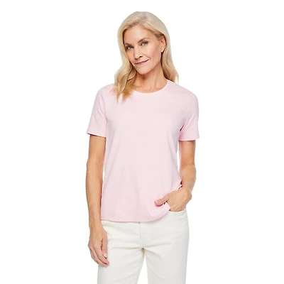 T-shirt en tricot interlock à encolure ras du cou Iyla pour femmes Tailles P-TTG