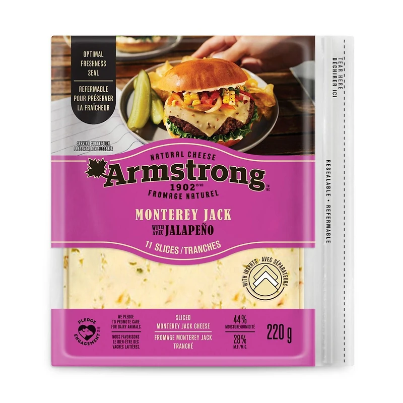 Armstrong Fromage monterey jack avec jalapeño en tranches 220 g
