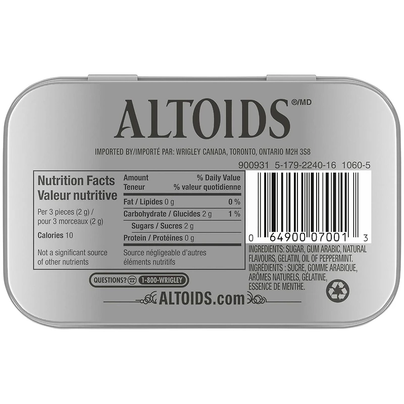 ALTOIDS, Menthe poivrée, menthes, boîtier, 50 g