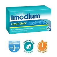 Imodium Diarrhea Relief, Liqui-Gels, 12 Count