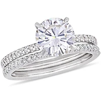 Ensemble nuptial Miabella avec 1-3/4 CT PBT de moissanite et 1/4 ct poids total de diamants en or blanc 14ct