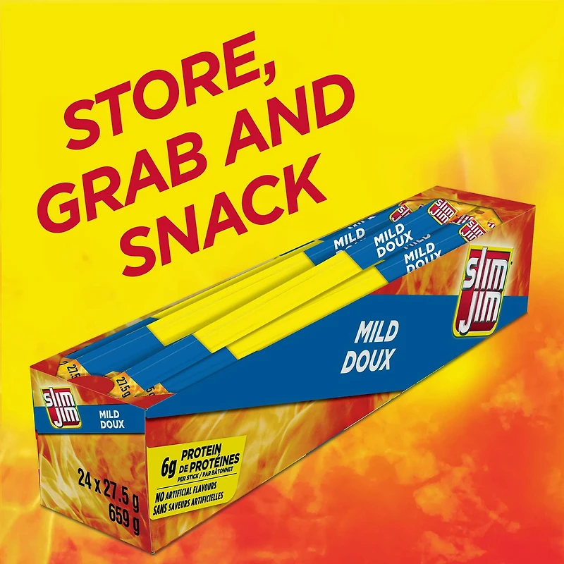 Slim Jim Mild, 27.5g/1 count, Slim Jim Mild Protein Meat Stick With No Artificial Flavours