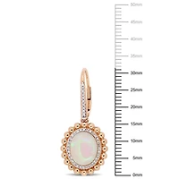 Boucles d’oreilles Miabella à auréole perlée avec 5-1/2 CT PBT d’opale et 1/4 ct poids total de diamants en or rose 14ct