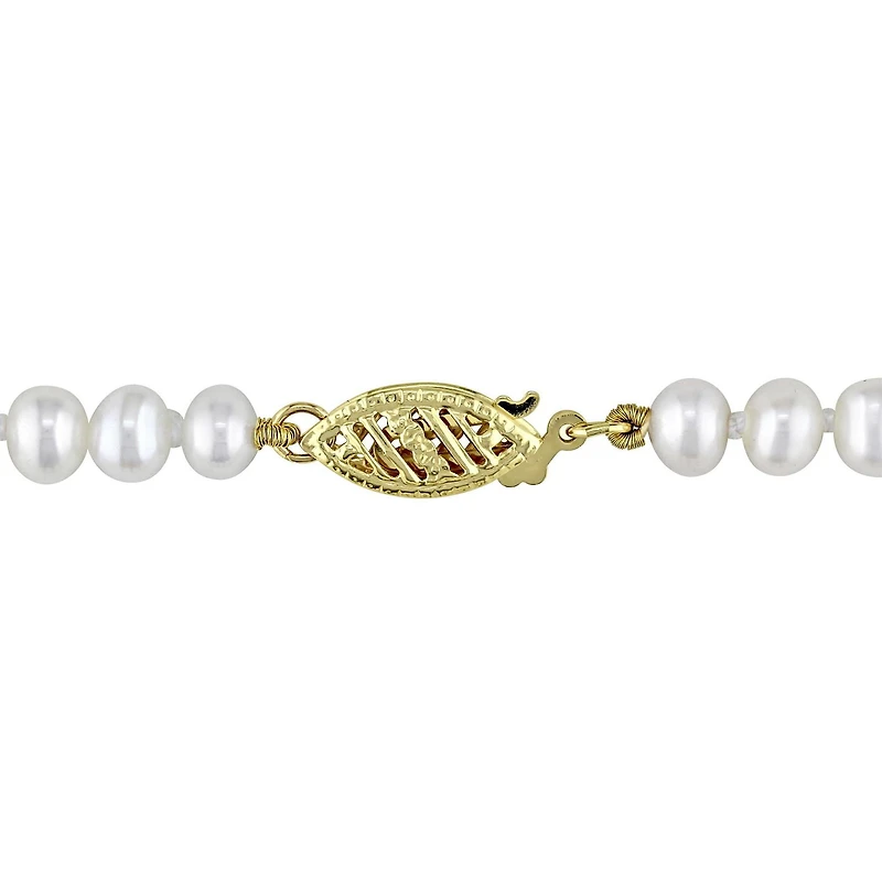 Collier Miabella 4-8mm en forme de rangée graduée avec perles de culture d’eau douce blanches en or jaune 14ct, 18po