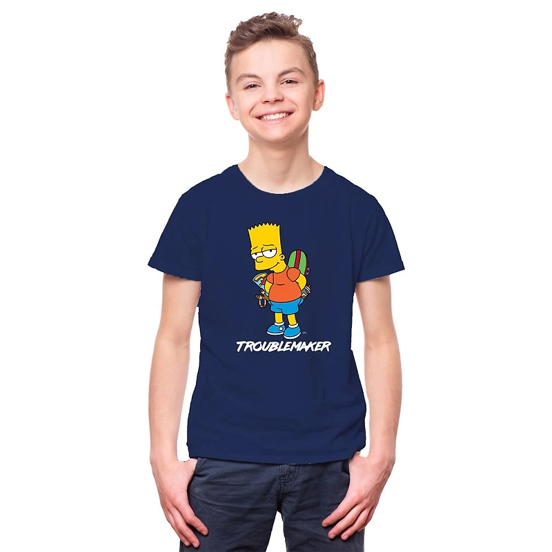 Boys The Simpsons Bart Trouble Short Sleeve T-Shirt