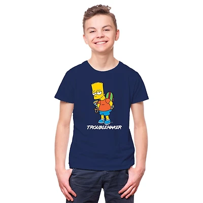 Boys The Simpsons Bart Trouble Short Sleeve T-Shirt