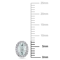 Boucles d’oreilles Miabella à auréole avec 4/5 CT PBT d’aigue-marine et accents de diamants en or blanc 10ct