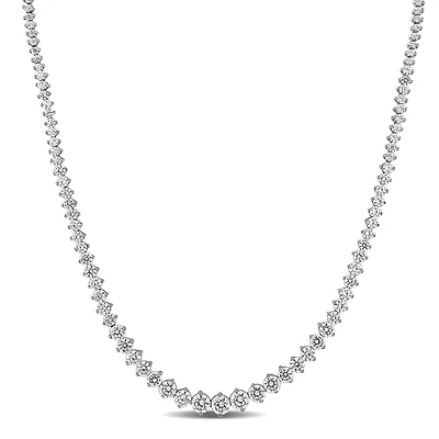 Miabella 25 Carat T.G.W. Cubic Zirconia Sterling Silver Graduated Tennis Necklace, 18"