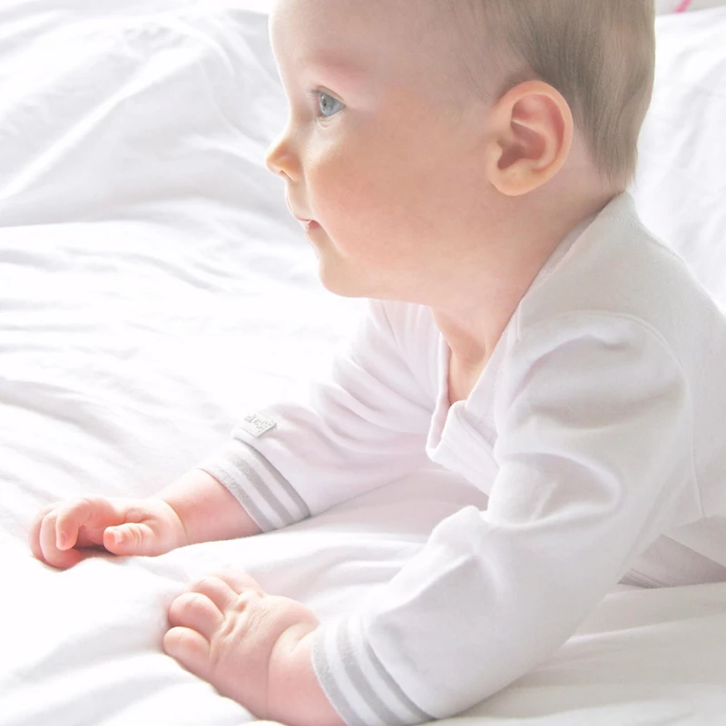 Juddlies Collection Essentials Bebe Biologique Dormeur Double Fermeture Eclaire Blanc/Gris