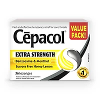 Cépacol EXTRA-FORT sans saccharose au miel et au citron, paquet économique, 36 pastilles contre le mal de gorge 36 cts