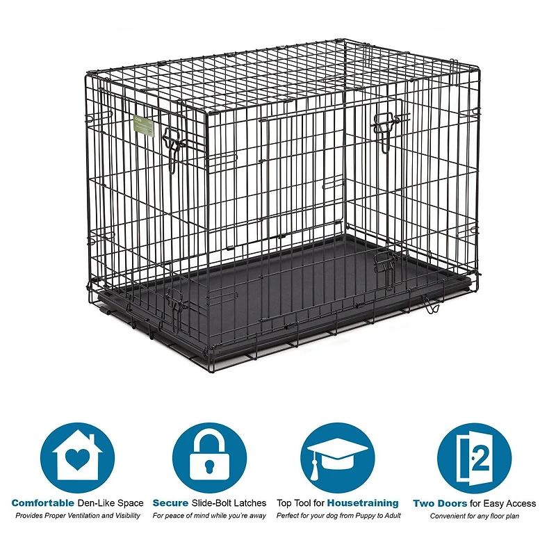 Midwest iCrate Caisse Pliante pour Chien à Double Porte avec Panneau de Séparation Caisse pour Chien 2 portes