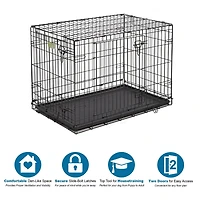 Midwest iCrate Caisse Pliante pour Chien à Double Porte avec Panneau de Séparation Caisse pour Chien 2 portes