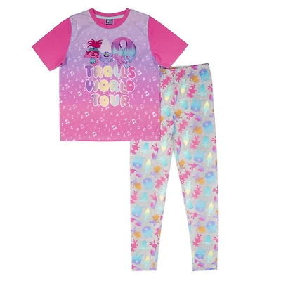 Trolls Girl's 2-Piece Short Sleeve Pyjama Set with long pants