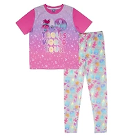 Trolls Girl's 2-Piece Short Sleeve Pyjama Set with long pants