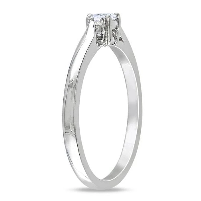 Bague de Prommesse Miabella avec 0.25 Carat de Saphir Blanc Synthétique et Accents de Diamant en Argent Sterling