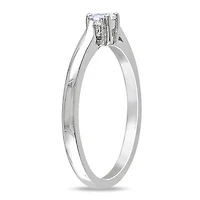 Bague de Prommesse Miabella avec 0.25 Carat de Saphir Blanc Synthétique et Accents de Diamant en Argent Sterling