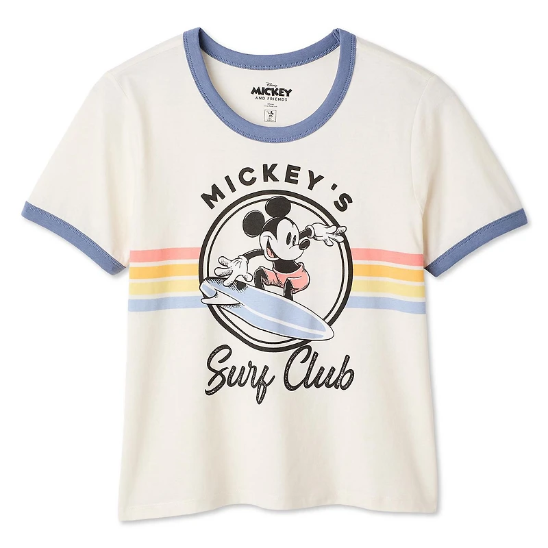 T-shirt à bordures contrastantes Mickey et ses amis Disney pour femmes