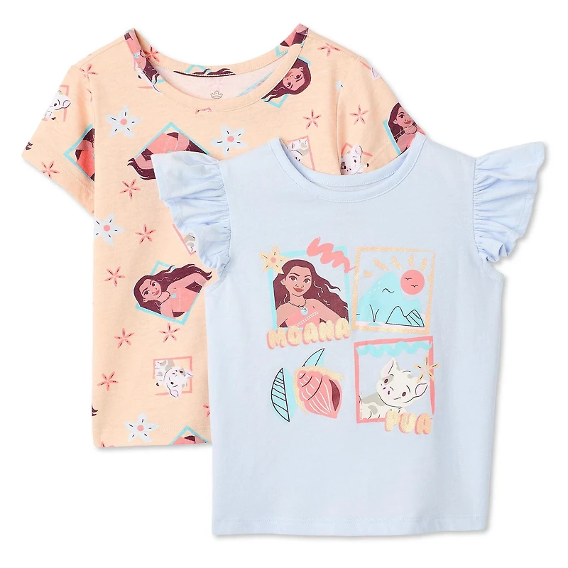 Lot de 2 t-shirts Moana Disney pour petites filles
