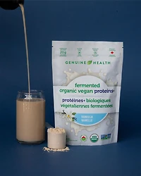 protéines biologiques végétaliennes fermentées, vanille de Genuine Health, 10 portions