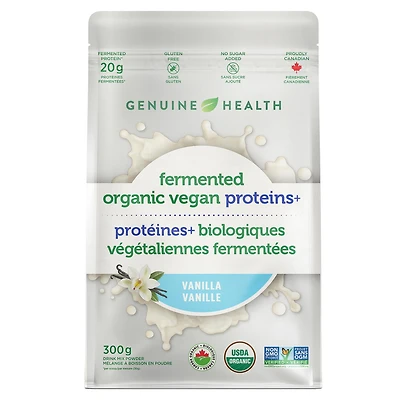 protéines biologiques végétaliennes fermentées, vanille de Genuine Health, 10 portions