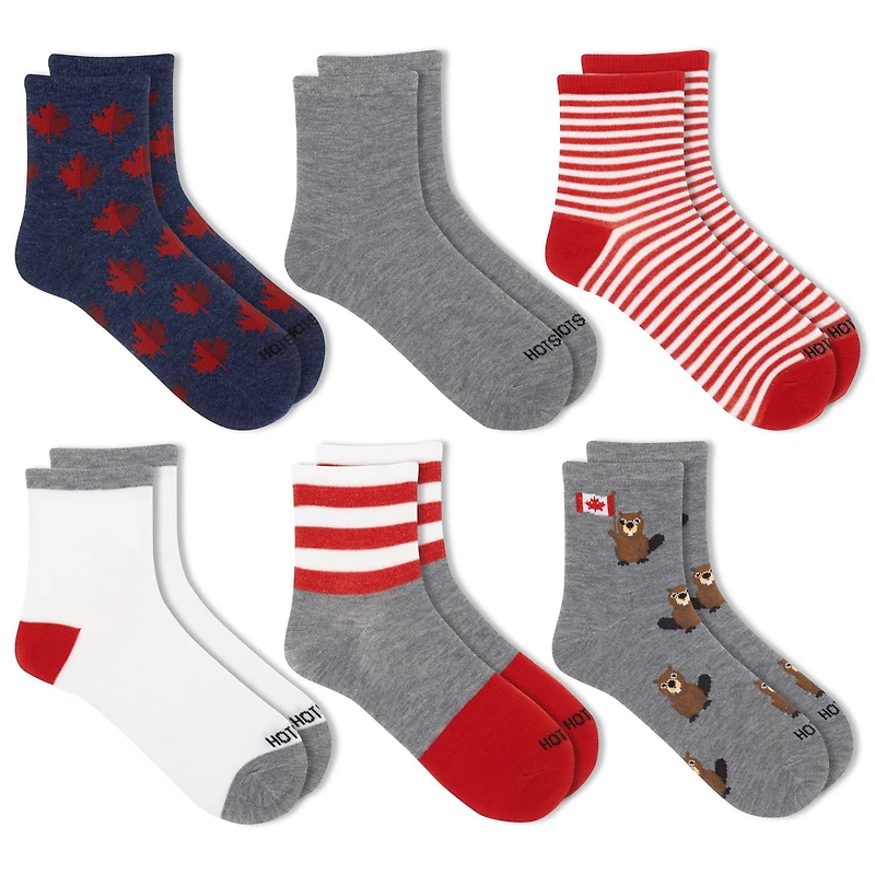 HOTSOX Mi-Chaussettes de mode pour femmes. 6 paires. Taille 4-10