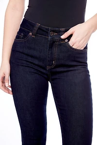 Jeaniologie ™ Jean Taille Semi-Élevé Jambes Étroites - Rinçage foncé